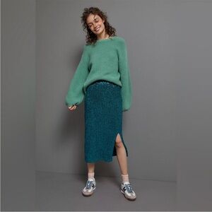 Anthropologie Maeve Alicia Sequined Midi Skirt